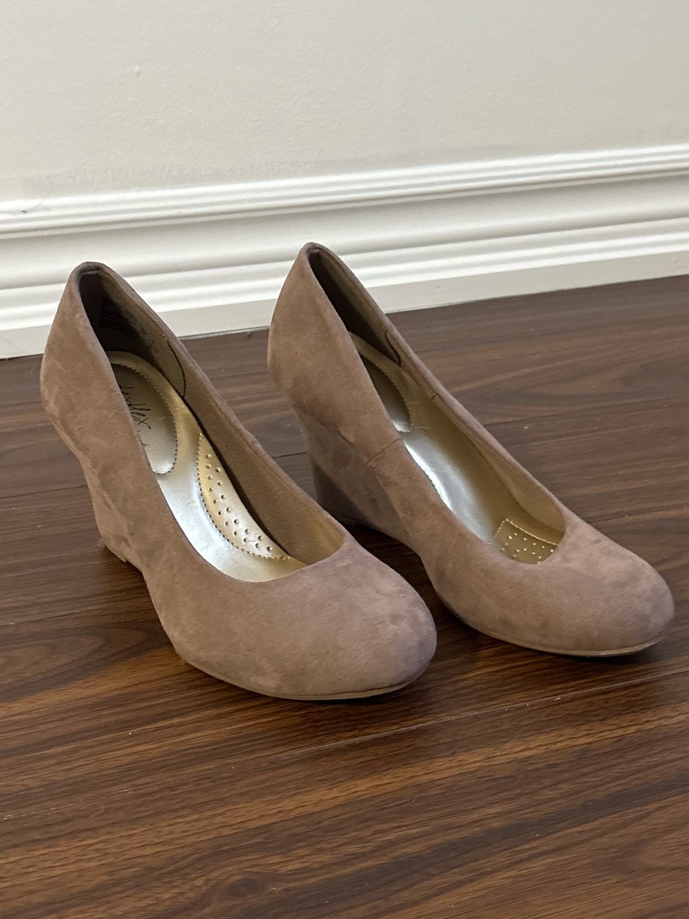 dexflex comfort Taupe Suede Wedge Pumps - Women's Dress Shoes